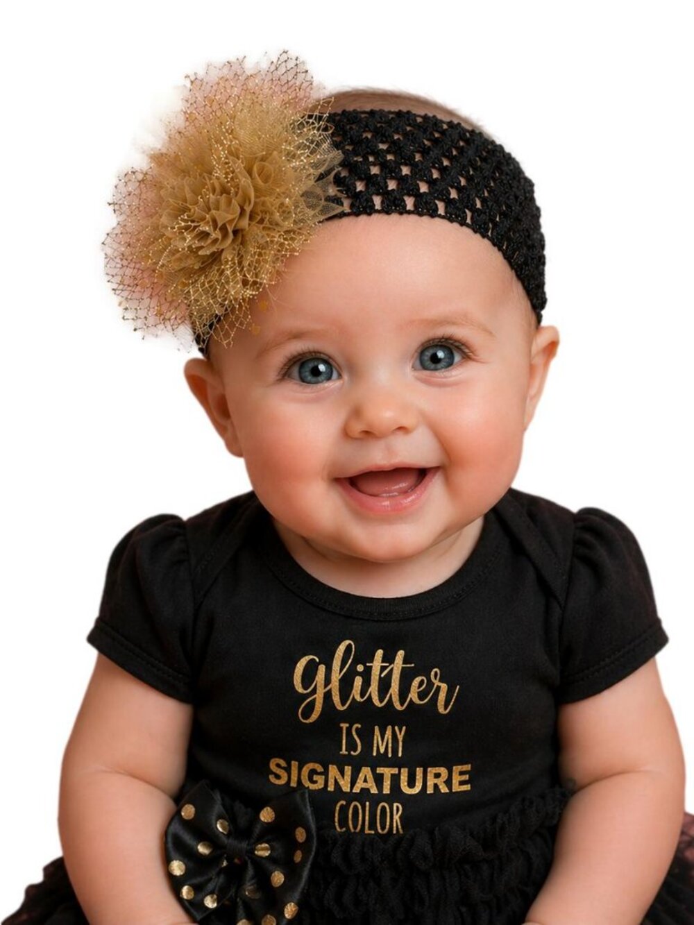Golden Sparkle Baby Girl's Headband for 0 - 12 Months
